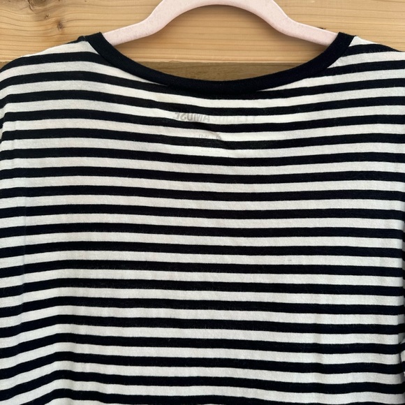 Amuse Society Honey Striped Long Sleeve Cropped Top Shirt Black Off White Large - Picture 10 of 16